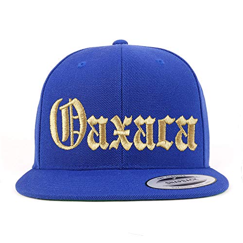 Trendy Apparel Shop Old English Oaxaca Gold Embroidered Flatbill Snapback Baseball Cap