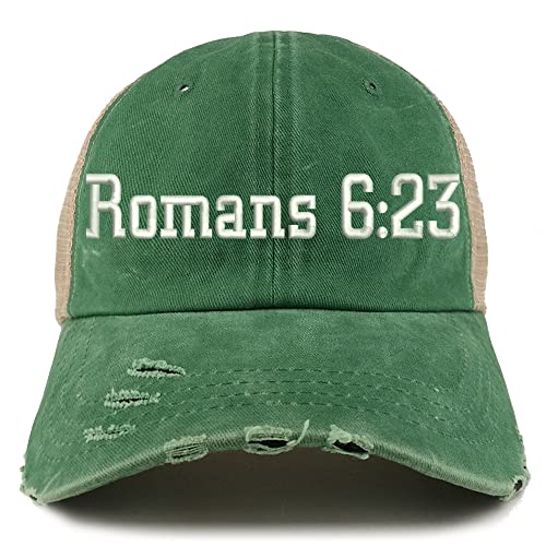 Trendy Apparel Shop Romans 6:23 Frayed Bill Trucker Mesh Back Cap