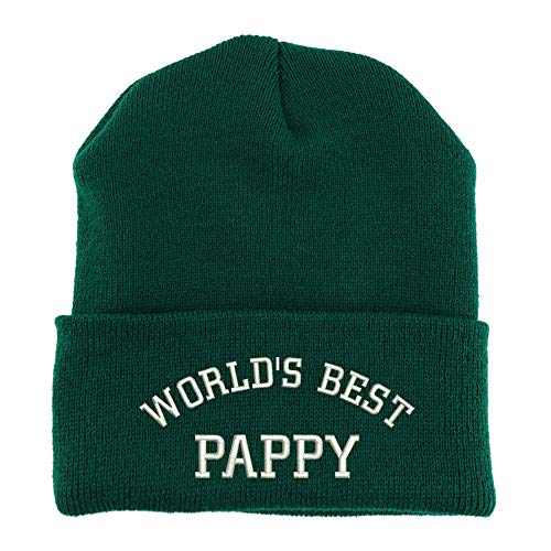 Trendy Apparel Shop World's Best Pappy Embroidered Made in USA Cuff Folded Acylic Knit Winter Beanie Hat