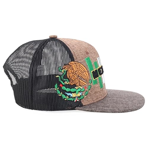 Trendy Apparel Shop 6 Panel Structured 3D Mexico Embroidered Flatbill Snapback Turcker Cap