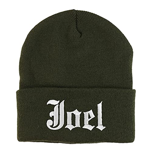 Trendy Apparel Shop Joel Old English Embroidered Long Cuff Beanie