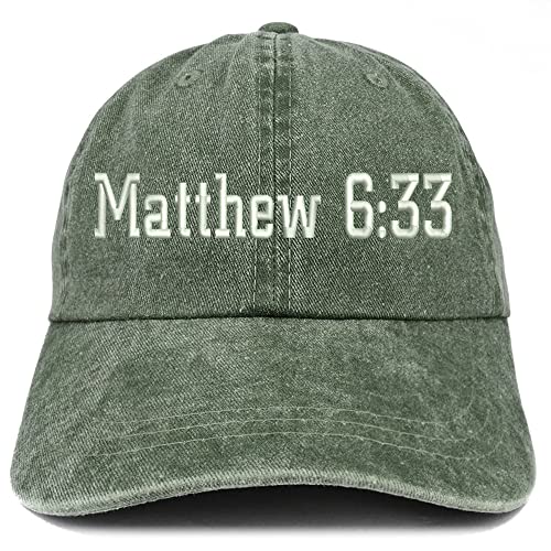 Trendy Apparel Shop Matthew 6:33 Washed Pigment Dyed Baseball Cap