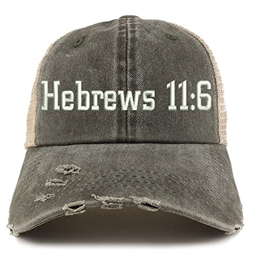 Trendy Apparel Shop Hebrew 11:6 Frayed Bill Trucker Mesh Back Cap