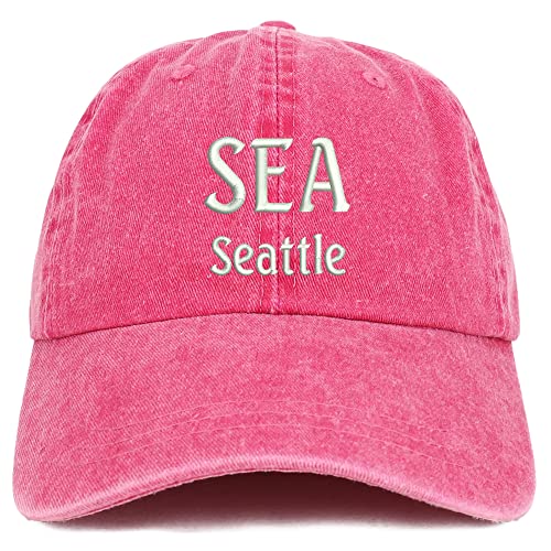 Trendy Apparel Shop SEA Seattle Embroidered Pigment Dyed Washed Baseball Cap