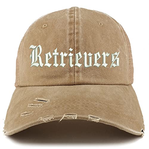 Trendy Apparel Shop Old English Retrivers Frayed Bill Trucker Mesh Back Cap