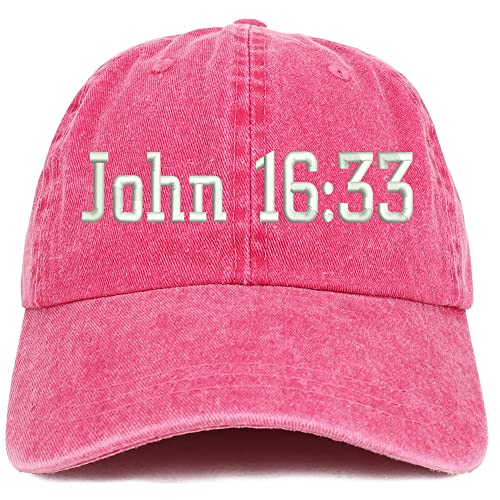 Trendy Apparel Shop John 16:33 Washed Pigment Dyed Baseball Cap