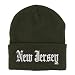 Trendy Apparel Shop New Jersey State Old English Embroidered Long Cuff Beanie