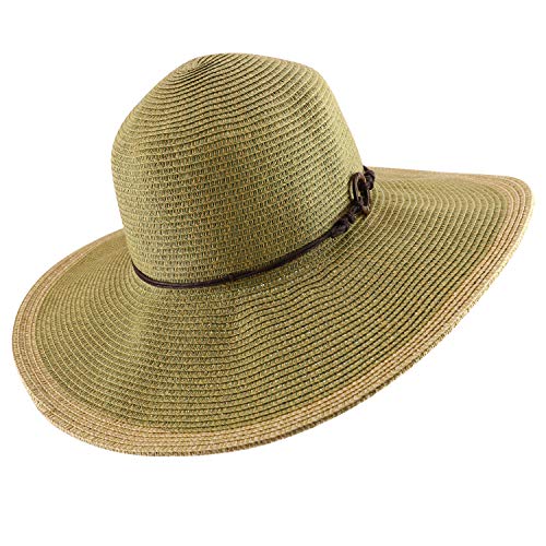 Trendy Apparel Shop Women's UPF 50+ Paper Braid Tweed Flat Brim Sun Hat