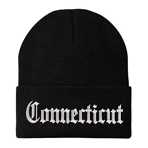 Trendy Apparel Shop Connectiut State Old English Embroidered Long Cuff Beanie
