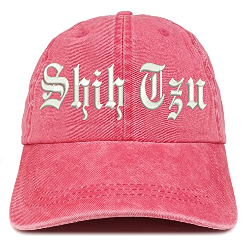 Trendy Apparel Shop Old English Shih Tzu Washed Pigment Dyed Baseball Cap