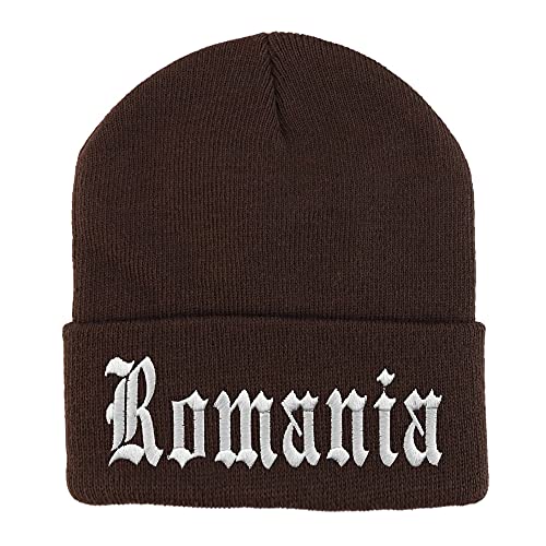 Trendy Apparel Shop Romania Old English Embroidered Long Cuff Beanie