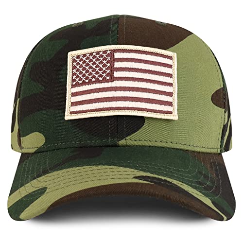 Trendy Apparel Shop Desert USA Flag Patch Tactical Cap, Fits Child to Adult 2XL