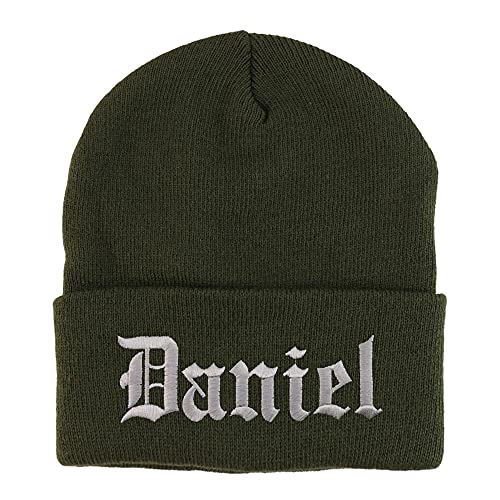 Trendy Apparel Shop Daniel Old English Embroidered Long Cuff Beanie