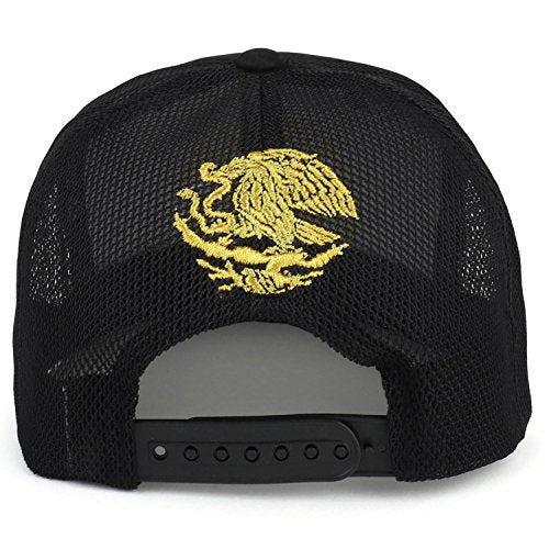 Trendy Apparel Shop City of Mexico Eagle Embroidered Flatbill Trucker Mesh Cap
