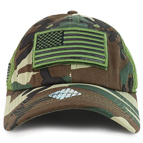 Trendy Apparel Shop Removable Hook and Loop USA Flag Patch Air Mesh Baseball Cap