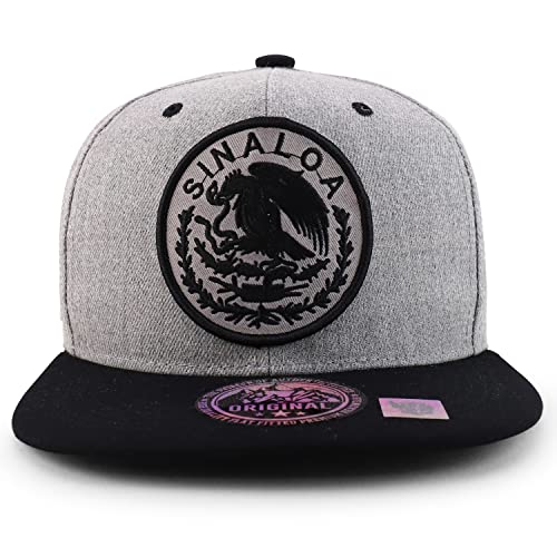 Trendy Apparel Shop Cities of Mexico Circular Logo Embroidered Flatbill Snapback Baseball Cap