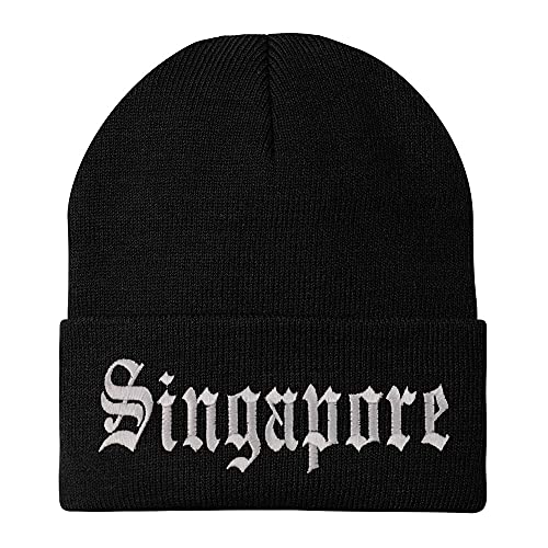 Trendy Apparel Shop Singapore Old English Embroidered Long Cuff Beanie