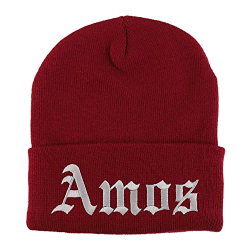 Trendy Apparel Shop Amos Old English Embroidered Long Cuff Beanie