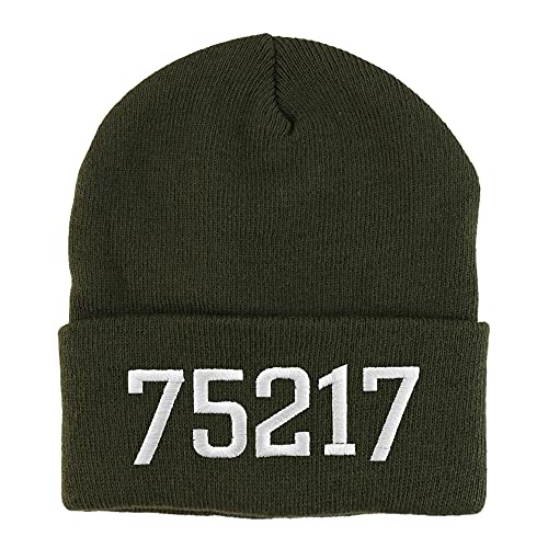 Trendy Apparel Shop 75217 Dallas TX Old English Embroidered Long Cuff Beanie