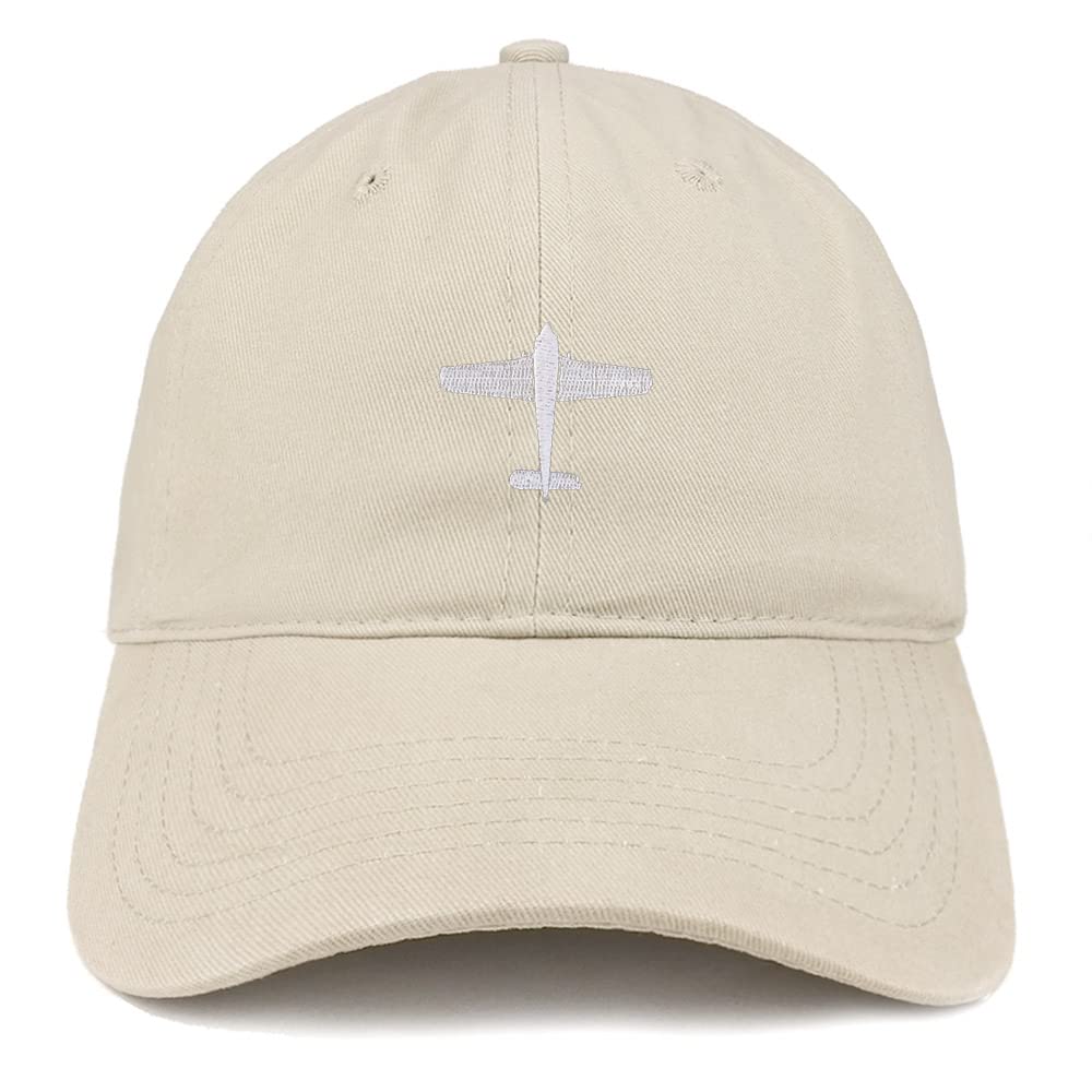Trendy Apparel Shop Aircraft Bi Plane Embroidered Low Profile Soft Cotton Baseball Cap