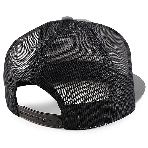 Trendy Apparel Shop Plain Structured 5 Panel Mesh Back Flat Bill Snapback Cap