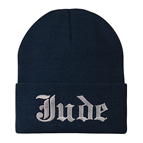 Trendy Apparel Shop Jude Old English Embroidered Long Cuff Beanie
