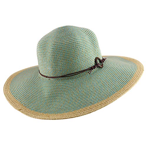 Trendy Apparel Shop Women's UPF 50+ Paper Braid Tweed Flat Brim Sun Hat