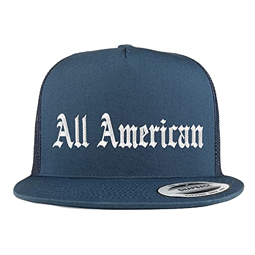 Trendy Apparel Shop All American Old English 5 Panel Flatbill Trucker Cap