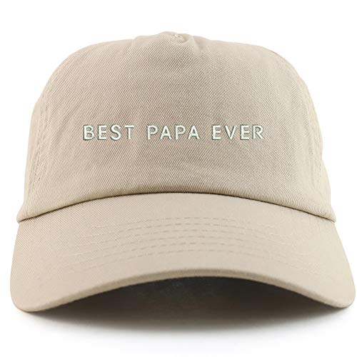 Trendy Apparel Shop Best Papa Ever One Line Embroidered 5 Panel Unstructured Soft Crown Baseball Cap
