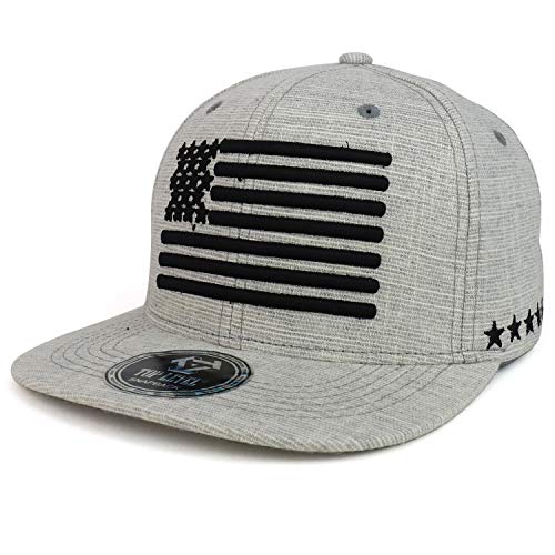Trendy Apparel Shop USA Flag Stars and Stripes Embroidered Flatbill Snapback Cap