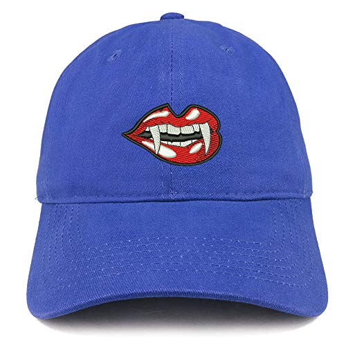 Trendy Apparel Shop Lady Vampire Lips Embroidered Brushed Cotton Cap
