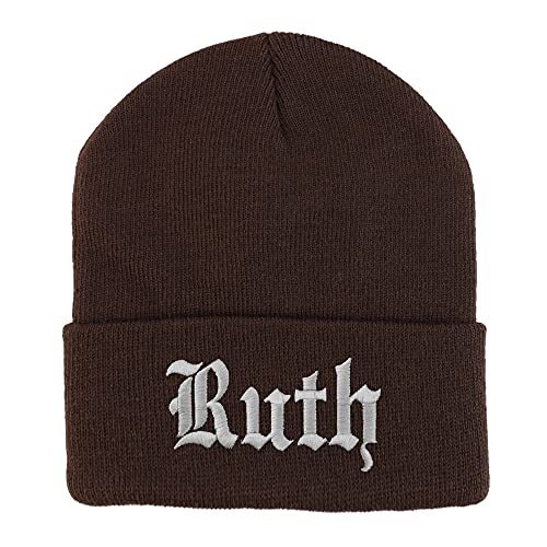 Trendy Apparel Shop Ruth Old English Embroidered Long Cuff Beanie