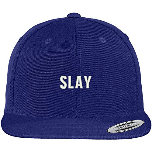 Trendy Apparel Shop Slay Embroidered Flat Bill Snapback Adjustable Cap