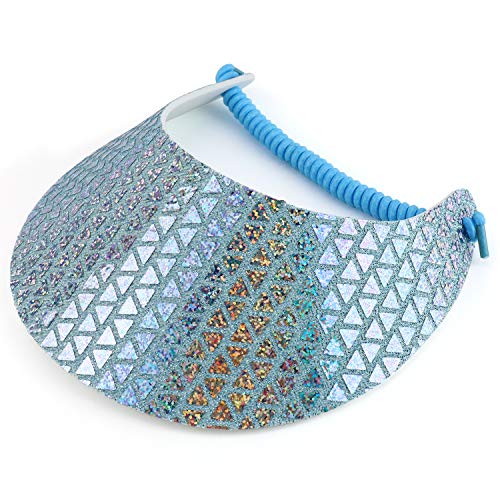 Trendy Apparel Shop Made in USA Shiny Glitter Summer String Elastic Foam Visors