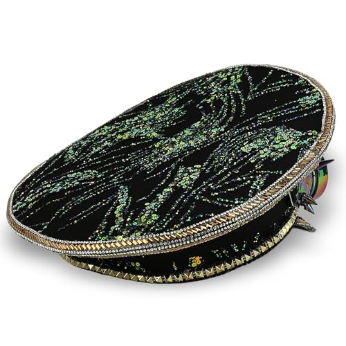 Trendy Apparel Shop Festival Party Sparkly Sequin Rhinestone Captain Hat