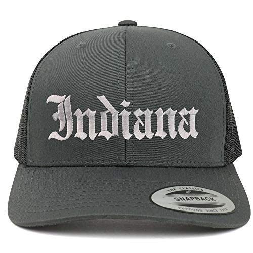 Trendy Apparel Shop Indiana State Old English 6 Panel Trucker Mesh Cap