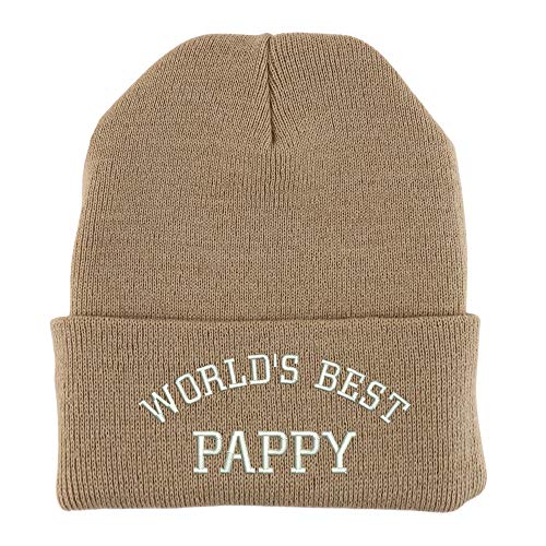 Trendy Apparel Shop World's Best Pappy Embroidered Made in USA Cuff Folded Acylic Knit Winter Beanie Hat