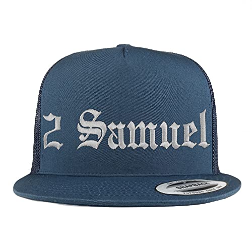Trendy Apparel Shop 2 Samuel Old English 5 Panel Flatbill Trucker Cap
