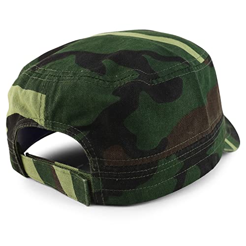 Trendy Apparel Shop XXL Big Head Oversize Flat Top Army Cap with Map Pocket