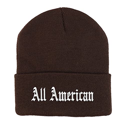 Trendy Apparel Shop All American Old English Embroidered Long Cuff Beanie
