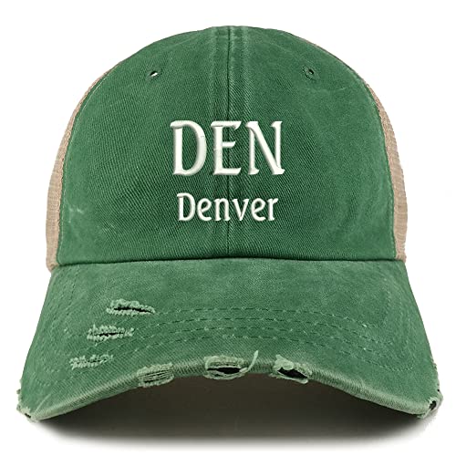Trendy Apparel Shop DEN Denver Embroidered Frayed Bill Trucker Mesh Back Cap