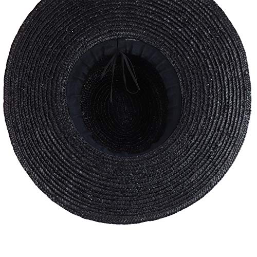 Trendy Apparel Shop Women's 4" Brim Ribbon Band Boater Wide Brim Straw Sun Hat