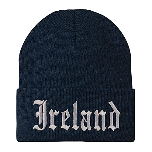 Trendy Apparel Shop Ireland Old English Embroidered Long Cuff Beanie