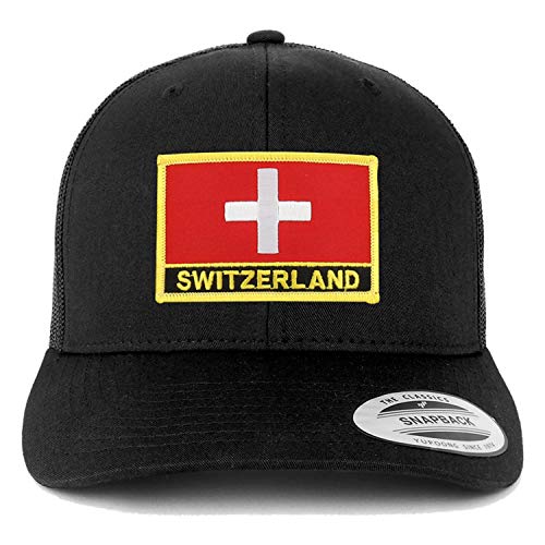 Trendy Apparel Shop Switzerland Flag Patch Retro Trucker Mesh Cap