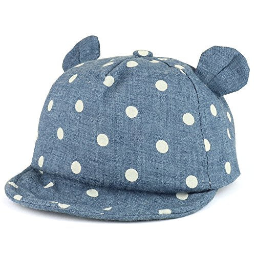 Trendy Apparel Shop Polka Dot Print Animal Ear Stitched Unstructured Infant to Toddler Baseball Hat