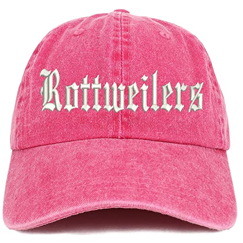 Trendy Apparel Shop Old English Rottweilers Washed Pigment Dyed Baseball Cap