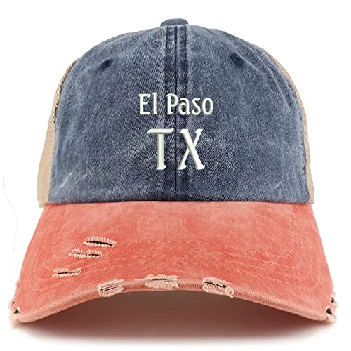 Trendy Apparel Shop El Paso TX Embroidered Frayed Bill Trucker Mesh Back Cap