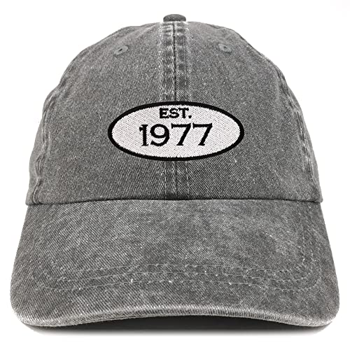 Trendy Apparel Shop Established 1977 Embroidered 47th Birthday Gift Pigment Dyed Washed Cotton Cap