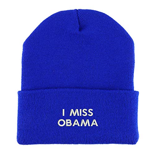 Trendy Apparel Shop I Miss Obama Embroidered Made in USA Cuff Folded Acylic Knit Winter Beanie Hat
