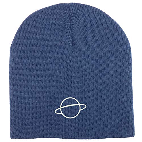 Trendy Apparel Shop Planet Embroidered Acrylic Winter Knit Skull Short Beanie